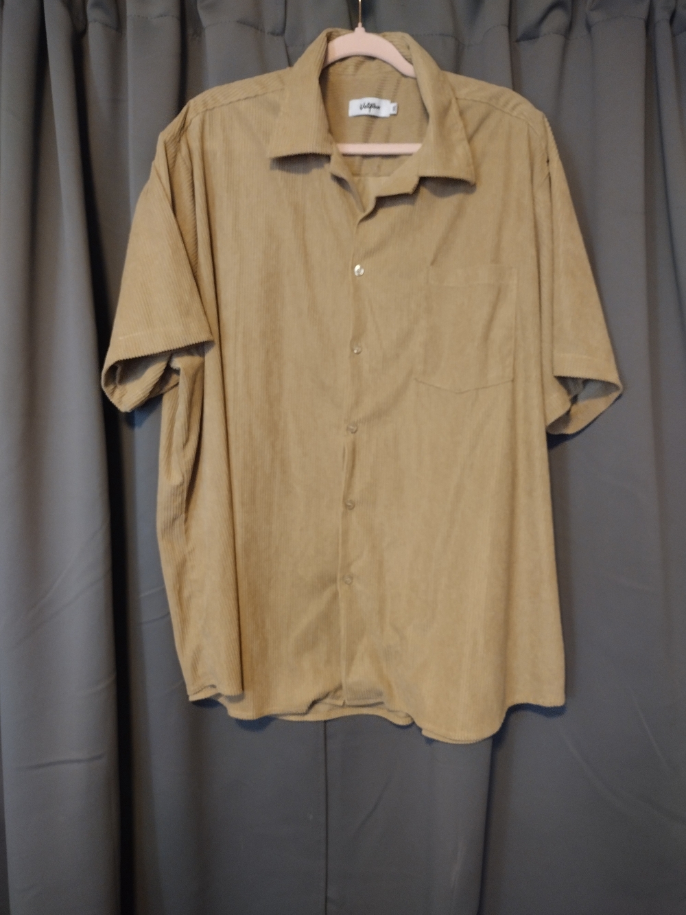 Vatpave Men's Short-Sleeve Corduroy Shirt in Tan